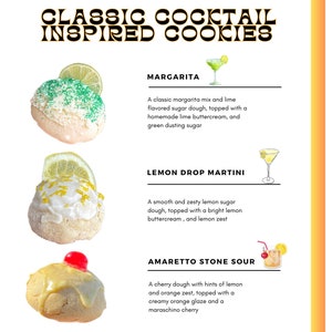 Recetas de galletas inspiradas en cócteles clásicos / Receta de galletas Margarita / Receta de Martini con gota de limón / Receta de Amaretto Sour / Daiquiri de fresa