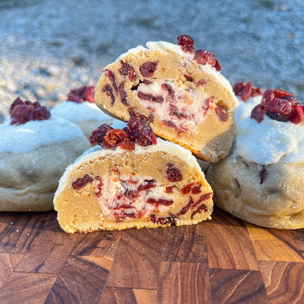 White Chocolate Cranberry with Cranberry Buttercream Cookie Recipe | Gourmet Stuffed Cookie Recipes | Dessert Recipes