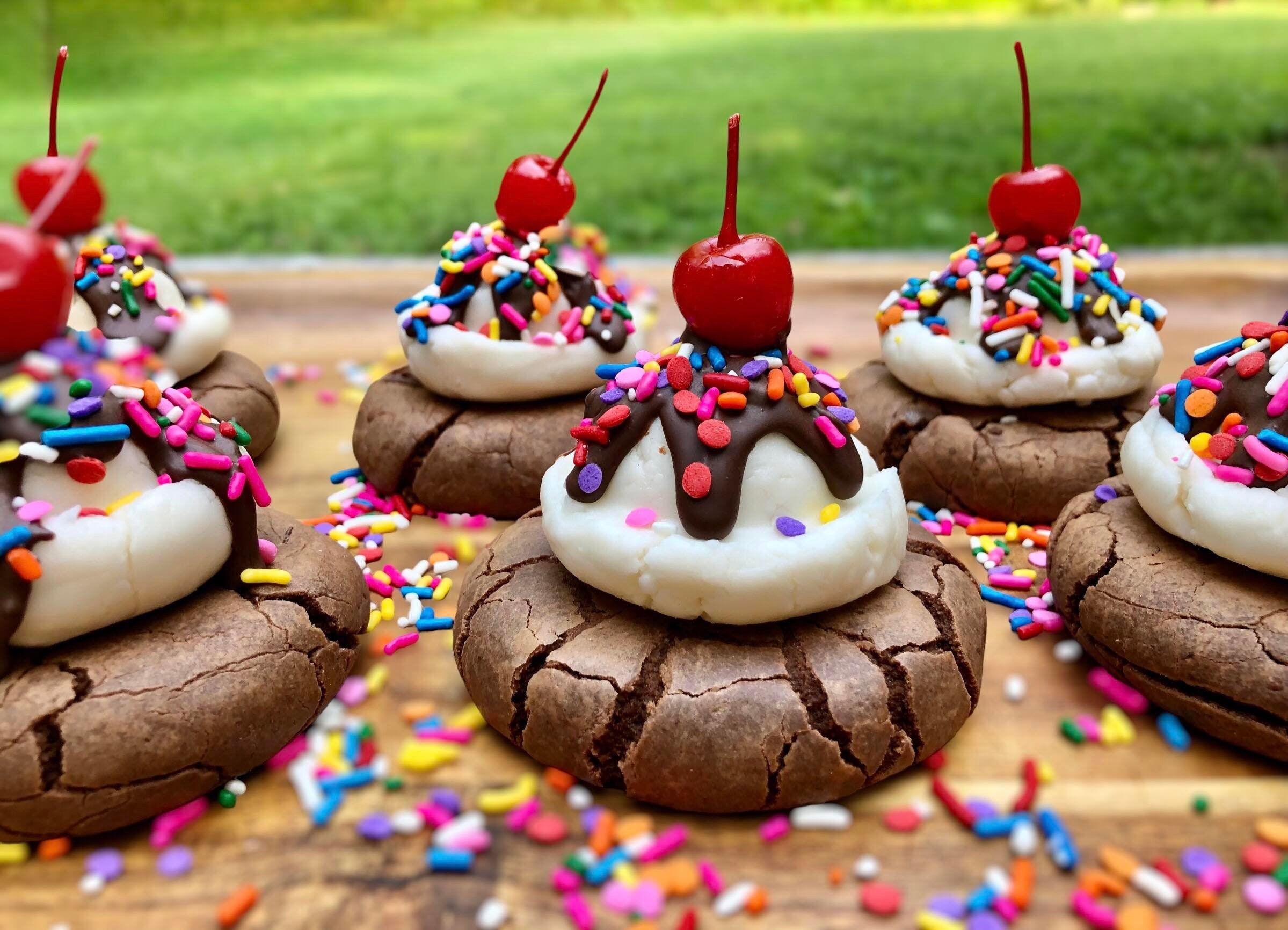 Brownie Sundae Cookie Recipe | Gourmet Cookie Recipes | Big Gourmet Cookie Recipes | Dessert Recipes | Specialty Cookie Recipes | Desserts