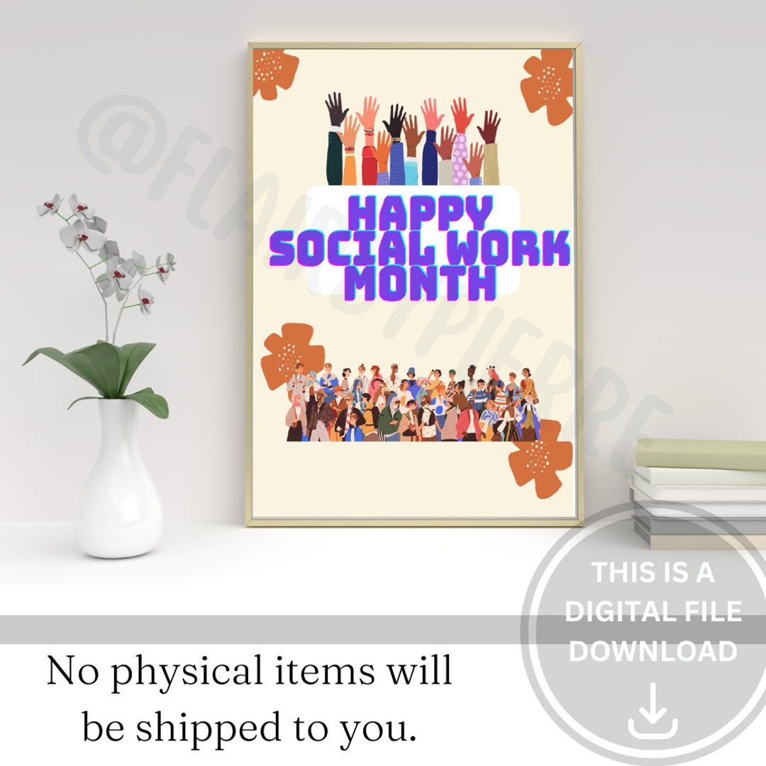 Happy Social Work Month Poster | MSW Social Work Poster Print | School ...