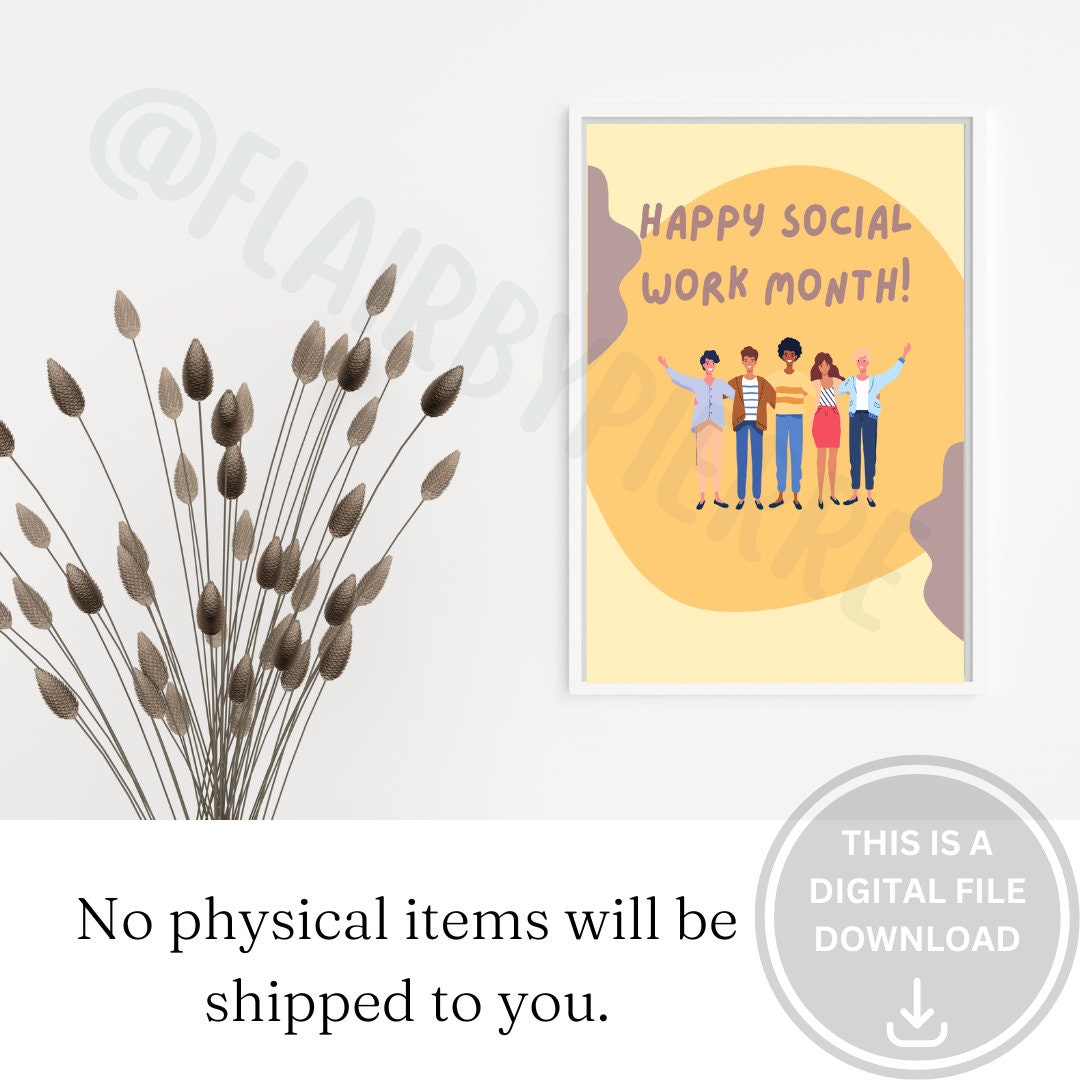 Happy Social Work Month Poster! | MSW Social Work Poster Print | School ...
