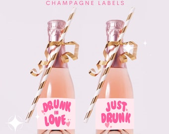 Drunk in Love Bachelorette Champagne Label - FEYONCE Bridesmaid Champagne Bottle Label, Champagne Instant Download Printable, "Just Drunk"