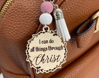 I Can Do All Things Through Christ Zipper Charm/Scripture Keychain Charm/LDS Youth Theme 2023/Young Women Gift Ideas/ Stocking Stuffer