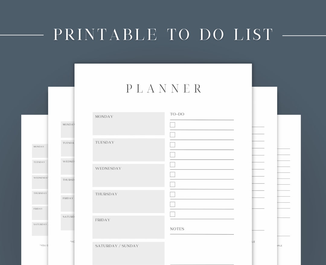 Weekly Planner Printable Minimalistic, Task Lists, to Do List Printable ...