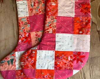 Set of 2 HEIRLOOM CHRISTMAS STOCKING, Handmade Quilted Stockings