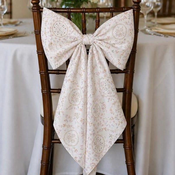Wedding Chair Bow | Romantic Linen Ceremony Decor | Bridal Shower Reception Styling