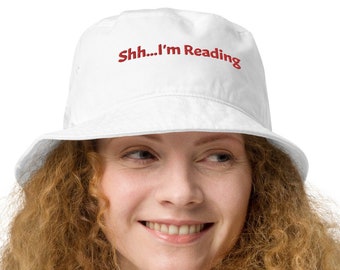 White Custom Bucket Hat, Reading Hat, Summer Reading Hat, Reading Teacher Apparel, Book Bucket Hat, Bookish Apparel, Teacher Hat Gift