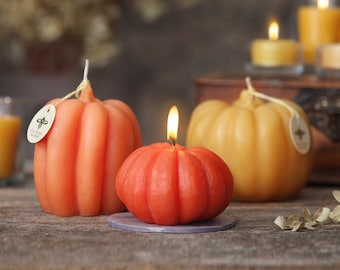 Beeswax Pumpkin Candles | Pumpkin Shaped Candles | Halloween Candles | Decorative Candles | Halloween Decor | Festive Pumpkin Candles
