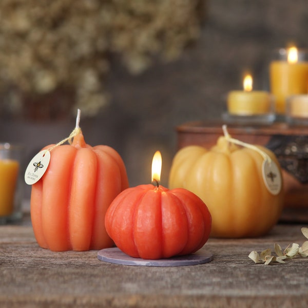 Beeswax Pumpkin Candles | Pumpkin Shaped Candles | Halloween Candles | Decorative Candles | Halloween Decor | Festive Pumpkin Candles