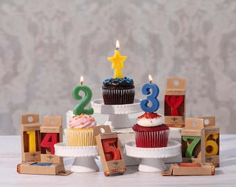 Birthday Number Cake Candles | Birthday Cake Candles | Cake Candles | Number Candles | Birthday Number Candles | Beeswax Birthday Candles