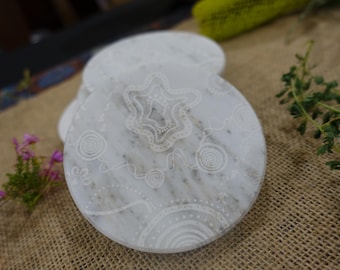 Posavasos de diseño aborigen / utensilios de cocina / artículos de bar / Through You / cerveza / vino / mármol blanco