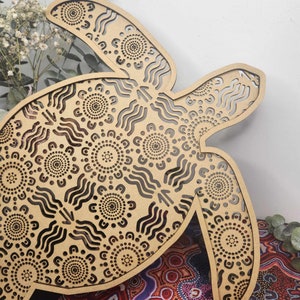 Rdzenny żółw w stylu rattanowym Boho Wall Art | Totem | Zwierzęta z Australii | Przedszkola, szkoły, sale zabaw | Aborygeni | Wyspa w cieśninie Torresa
