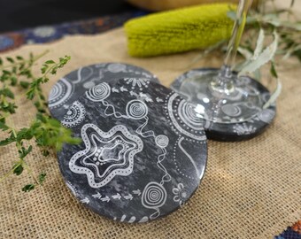 Posavasos de diseño aborigen / utensilios de cocina / artículos de bar / Through You / cerveza / vino / mármol negro