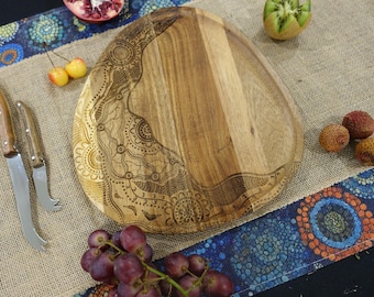 Tabla de servir / utensilios de cocina / tabla de cortar / mesa compartida / con diseño aborigen