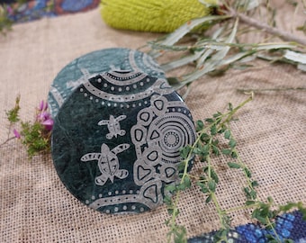 Posavasos de diseño aborigen / utensilios de cocina / artículos de bar / Entre / cerveza / vino / mármol verde