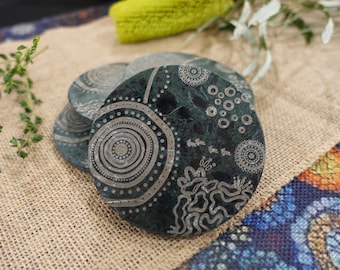 Posavasos de diseño aborigen / utensilios de cocina / artículos de bar / The Longing / cerveza / vino / mármol verde