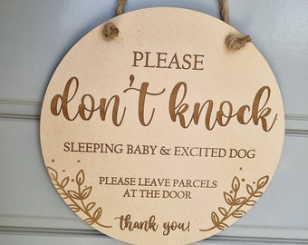 Baby Sleeping | Door Hang Sign | Sleeping Baby | Excited Dog