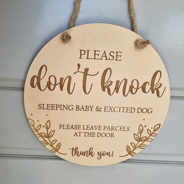 Baby Sleeping | Door Hang Sign | Sleeping Baby | Excited Dog