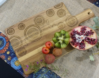 Tabla de servir / utensilios de cocina / tabla de cortar de diseño aborigen / Conexión /