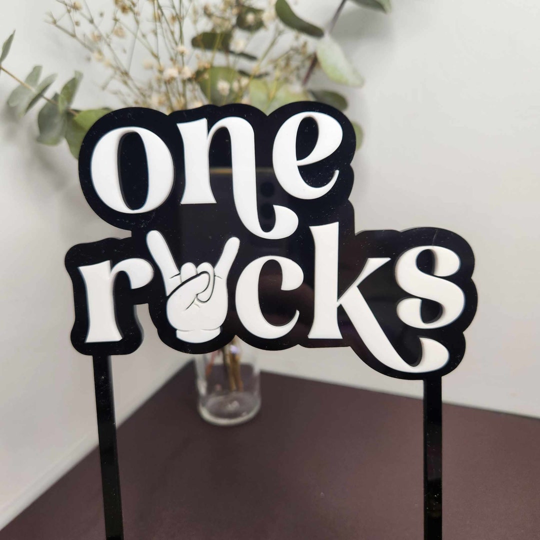 One Rocks Cake Topper | Acrylic Cake Topper | 1st Birthday | Punk ...