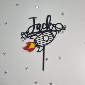Personalised Rocket Ship Topper | acrylic cake topper | astronaut space nasa theme | Birthday