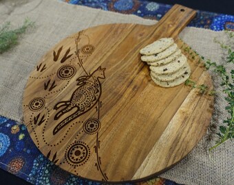 Tabla de servir / utensilios de cocina / tabla de pizza / canguro / con diseño aborigen