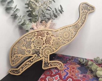 Arte mural de emú grabado / Tótem animal indígena australiano