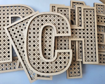 Letras de ratán / 300 mm de altura / Decoración bohemia / Decoración de habitaciones infantiles / NOMBRES DE NIÑOS
