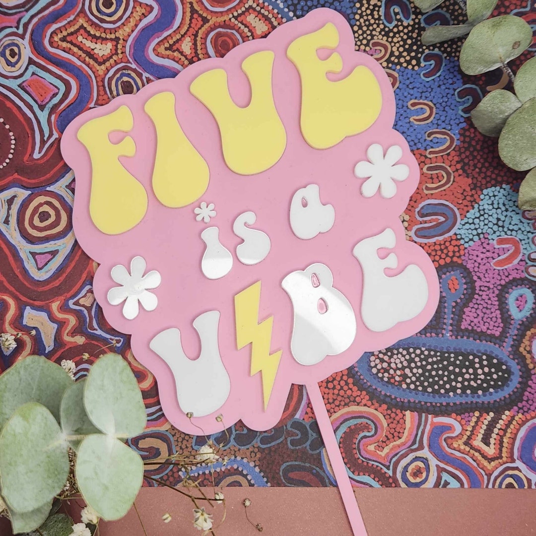 five-is-a-vibe-cake-topper-acrylic-cake-topper-5th-etsy
