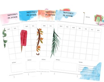 Monthly Planner Canva Template, Editable Monthly Planner, PDF Monthly planner, Printable PDF