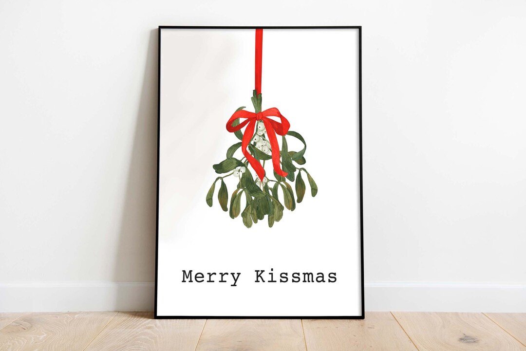 Merry Kissmas Christmas Printable Wall Art Christmas Digital Print ...