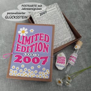 Personalisiertes Geldgeschenk 18. Geburtstag mit Jahreszahl 2007 Geschenkbox mit Namen  Wunscherfüller Limited Edition Glücksbringer Stein
