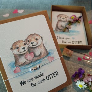 Liebes-Karte Otter Geschenkbox mit Postkarte Trockenblumenstrauß Gutschein Valentinstag ich liebe dich Partnergeschenk Lieblingsmensch