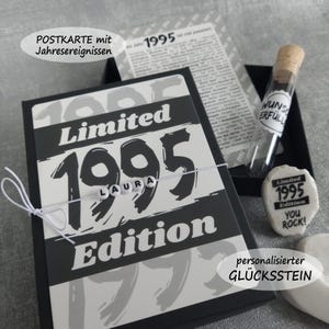 Geldgeschenk 30. Geburtstag mit Jahreszahl 1995 Geschenkbox mit Namen personalisierbar Wunscherfüller Limited Edition Glücksbringer Stein