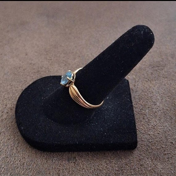 JCM 10k Solid Yellow Gold Ring With Aquamarine Ri… - image 7