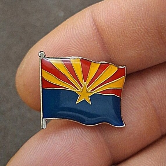 80s Arizona State Flag Gold Tone Enamel Pin - Gem