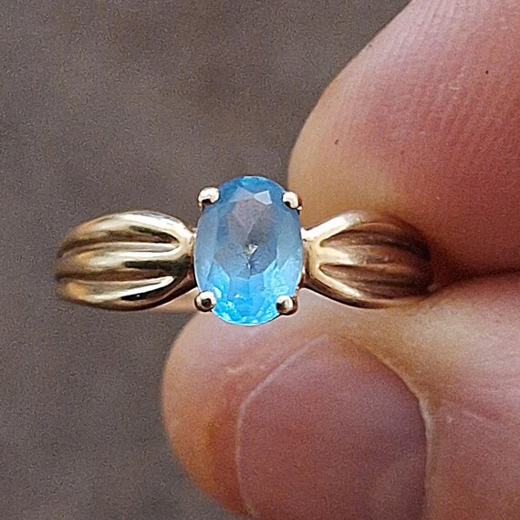 JCM 10k Solid Yellow Gold Ring With Aquamarine Ri… - image 1