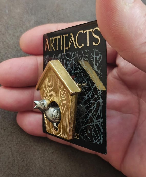 1980s Birdhouse Two Tone Brooch View 3