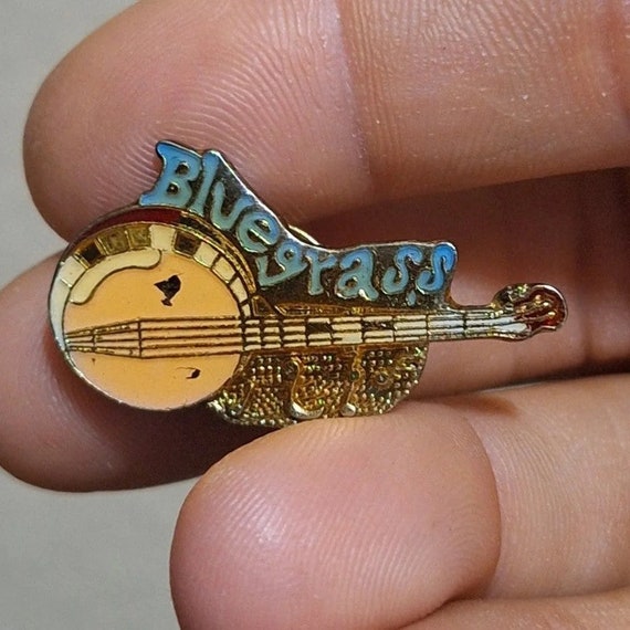 80s Bluegrass Pink Banjo Music Notes Enamel Pin