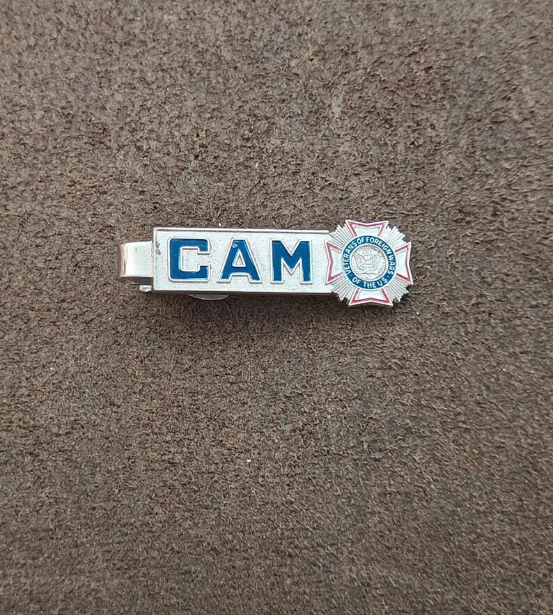 1960s Veterans of Foreign Wars (VFW) Silver Tone Tie Bar/Tie Clip afbeelding 7