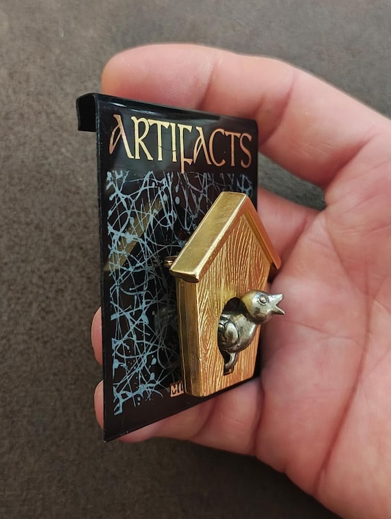 1980s Birdhouse Two Tone Brooch View 4