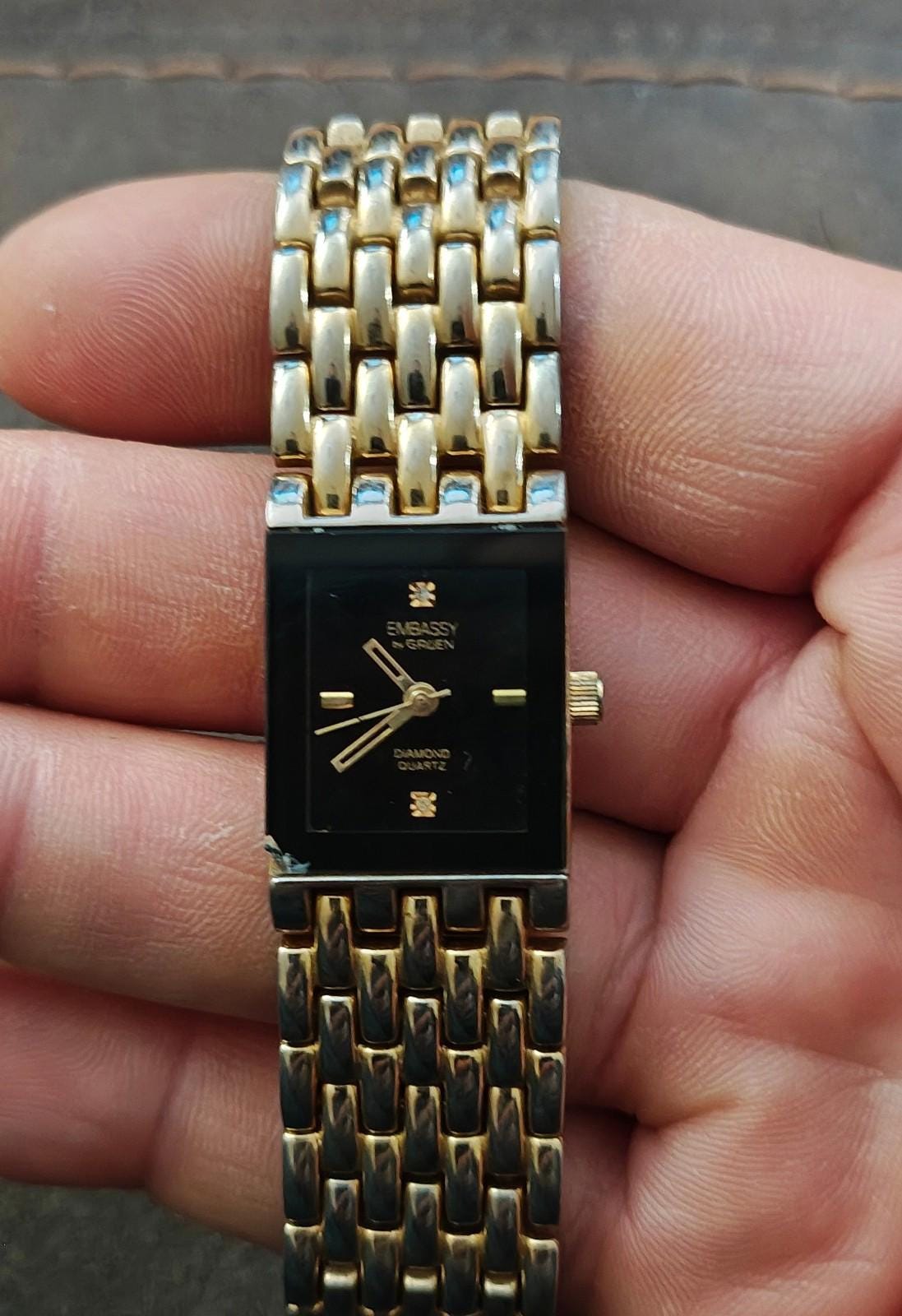 Embassy Two-Tone Women\'s Diamond Accent Bracelet Watch - Gold & Silver Embassy Ladies Gold Watch - Etsy main image 2