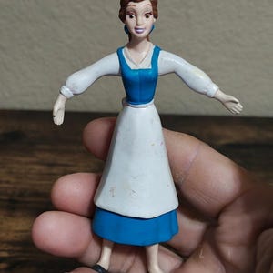 princess belle in blue dress beauty and the beast full body and lights Disney Princess Belle PVC Figure