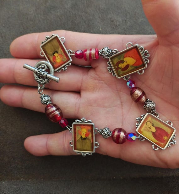 1990s Retired Brighton Silver Plate Portrait Link Bracelet (Peace & Joy Series)
