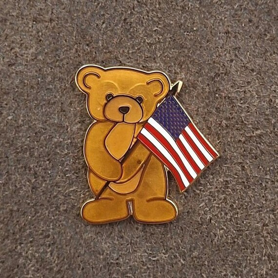 1980s Teddy Bear American Flag Pin - Etsy