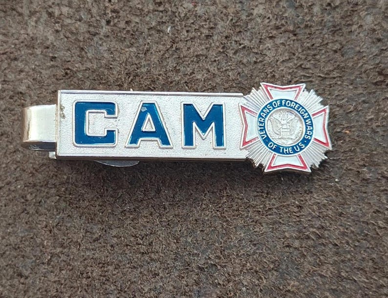 1960s Veterans of Foreign Wars (VFW) Silver Tone Tie Bar/Tie Clip afbeelding 4