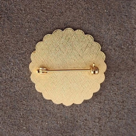 1980s Etched Monogrammed Initial E Circle Pin Bro… - image 7