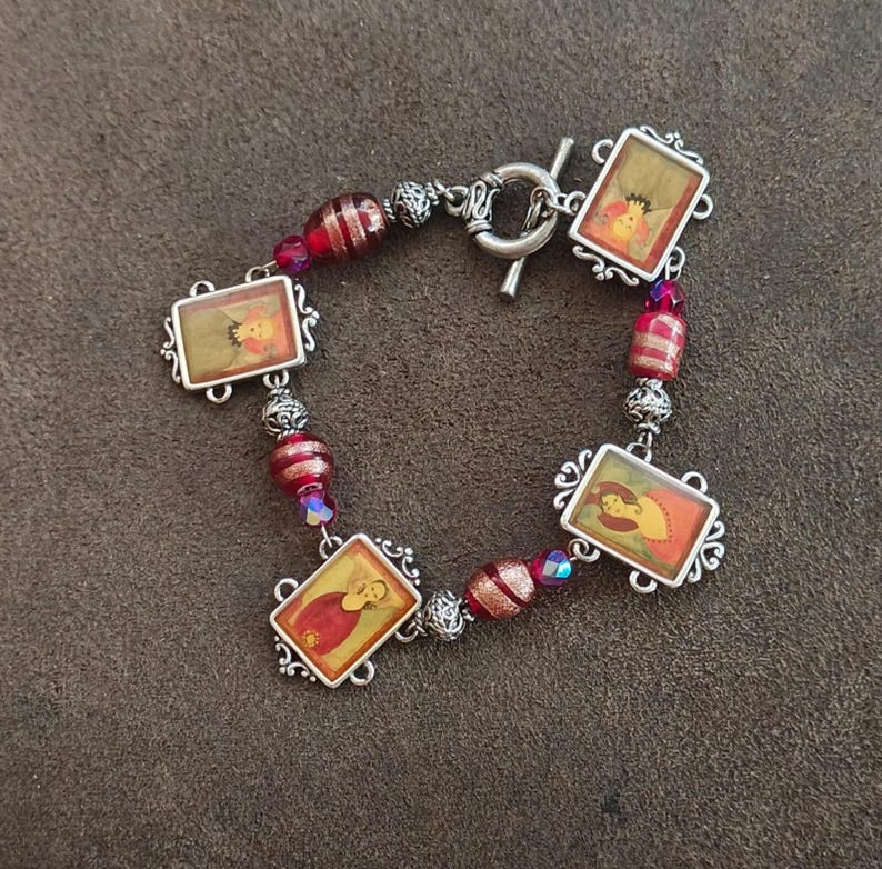 1990s Retired Brighton Silver Plate Portrait Link Bracelet (Peace & Joy Series) image 3