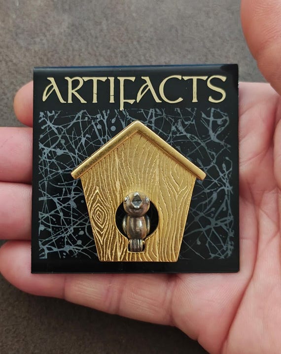 1980s Birdhouse Two Tone Brooch