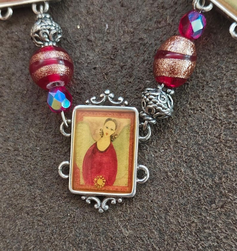 1990s Retired Brighton Silver Plate Portrait Link Bracelet (Peace & Joy Series) image 4